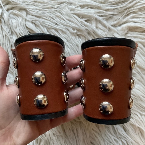 Dorothee Schumacher Brown Leather Studded Block Heel Slide Sandals EUC Size 39 - Picture 8 of 12